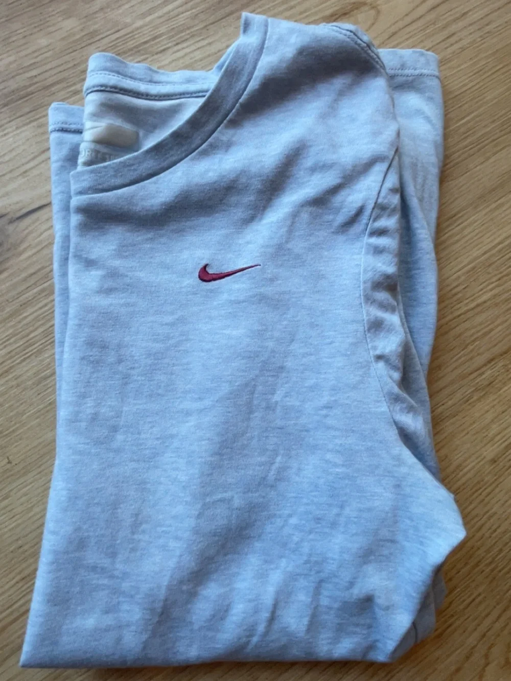 Nike Boys Light light blue Long Sleeve Tee with Small Red Swoosh